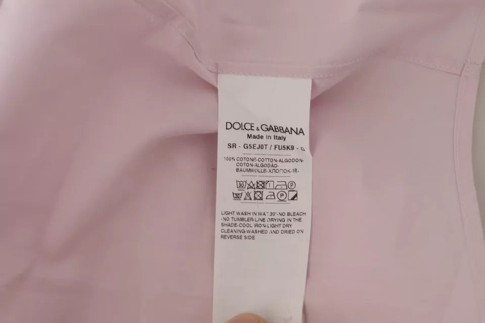Dolce & Gabbana Açık Pembe Pamuklu Elbise Resmi Erkek GOLD Gömlek